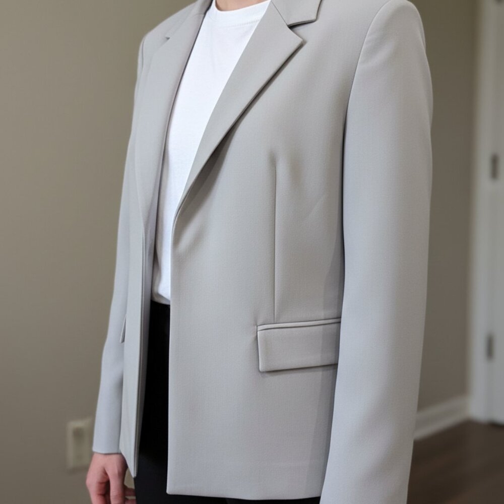 Zara Light Gray Single Button Tailored Blazer | Size M